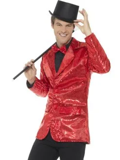 Smiffy Sequin Jacket Heren Rood