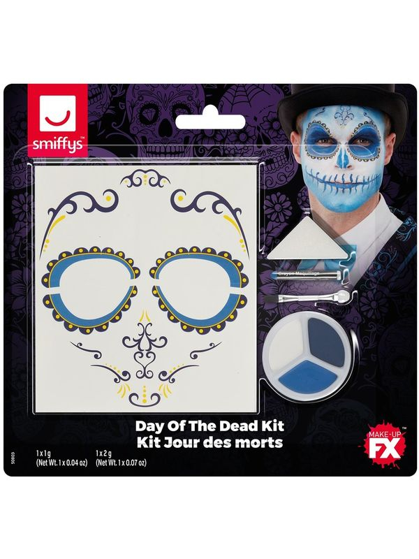 Smiffy Make-Up FX, Day Of The Dead Kit, Aqua - Afbeelding 5