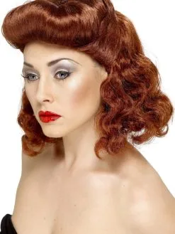 Smiffy Pin Up Girl Pruik Kastanjebruin
