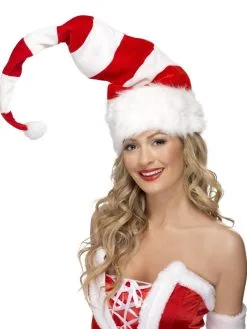 Smiffy Lange Gestreepte Kerstmuts