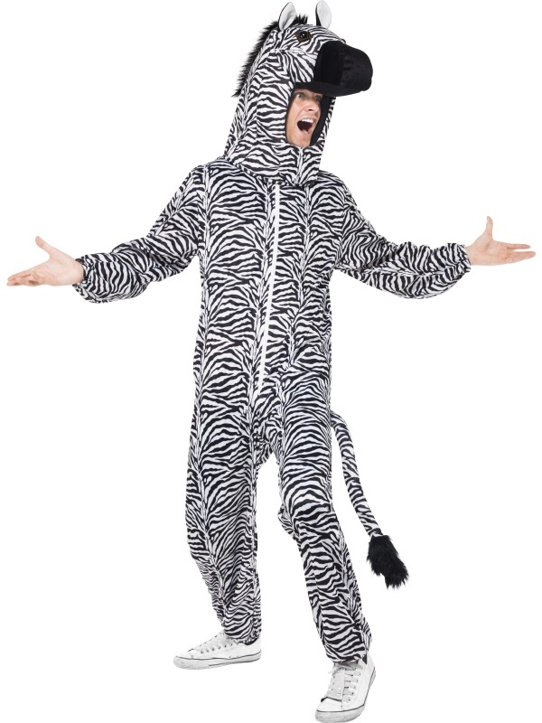 Smiffy Zebra Heren Bodysuit Verkleedkleding
