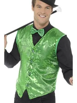Smiffy Sequin Gilet Groen