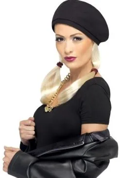 90's Grunge Girl Hoed Met Blonde Staartjes