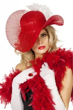 Bea Hoed Pailletten Rood