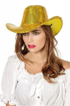 Cowboy Glamour Hoed Pailletten Goud