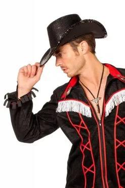 Cowboy Glamour Hoed Pailletten Zwart