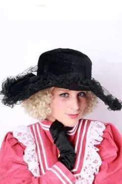 Dameshoed Zwart + Kant + Veren