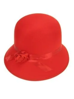 Dameshoedje Bol Met Roosje Rood