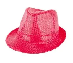 Gangsterhoed Pailletten Neon Roze