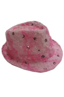 Gangsterhoedje Ruche Met Pailletten Roze