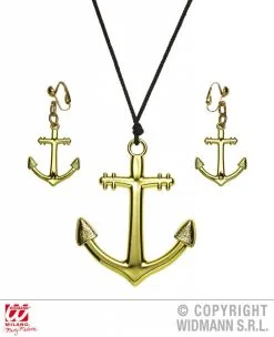 Gouden Ketting En Oorbellen Anker
