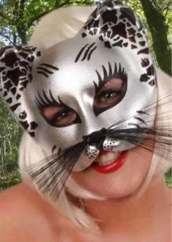 Halfmasker Kat Zilver/zwart