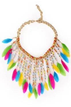 Halsketting Met Veertjes Multikleur