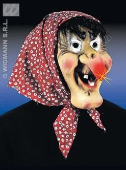 Heksen Masker Met Oplichtende Neus, Haar En Doek