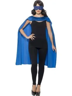 Helden Cape Met Masker Blauw
