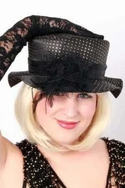 Hoed Chique Zwart Met Puntjes Goud