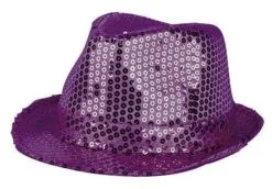 Hoed Funk Pailletten Paars