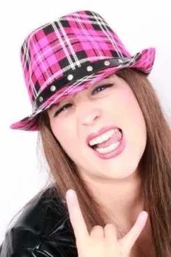 Hoed Kojak Schotse Ruit Pink