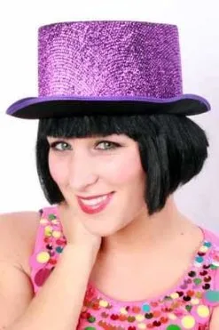 Hoge Hoed Lurex Glitter Paars