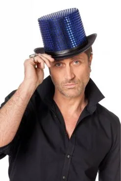 Hoge Hoed Paillettenstof Blauw