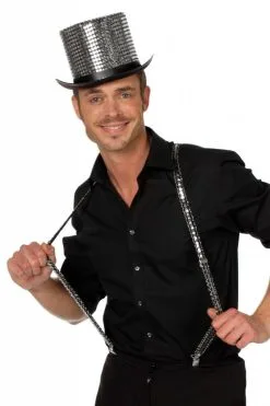 Hoge Hoed Paillettenstof Zilver