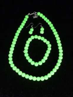Ketting-Armband-Oorbellen Fluor Groen