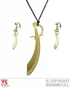 Ketting Zwaard En Oorringen Goud