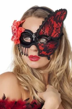 Masker Met Kant Rood