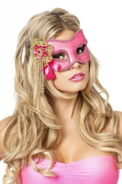 Masker Roze Met Kralen Goud