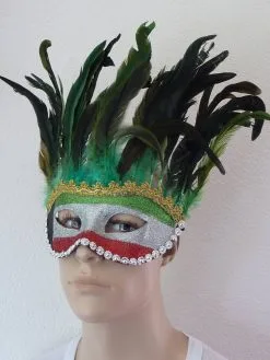 Masker Venetiaans Groene Veren