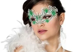 Masker Vlinder Met Steentjes Groen Metaal