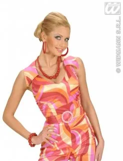 Parelketting 70's Rood