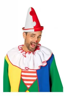 Pierrot Hoed Rood/wit