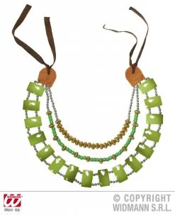 Tribal Ketting Met Groene Stenen