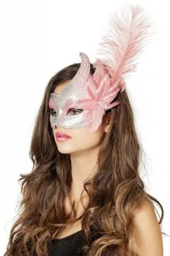 Venetiaanse Masker Met 2 Punten Roze
